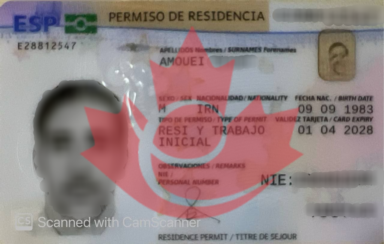 نمونه ویزاهای اقامت تمکن مالی اسپانیا