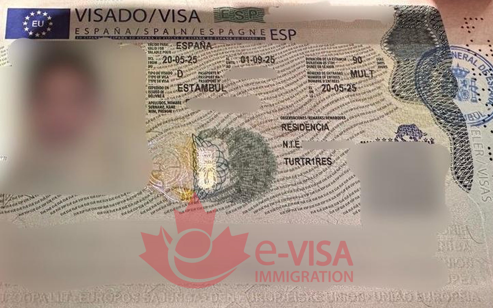 نمونه ویزاهای اقامت تمکن مالی اسپانیا