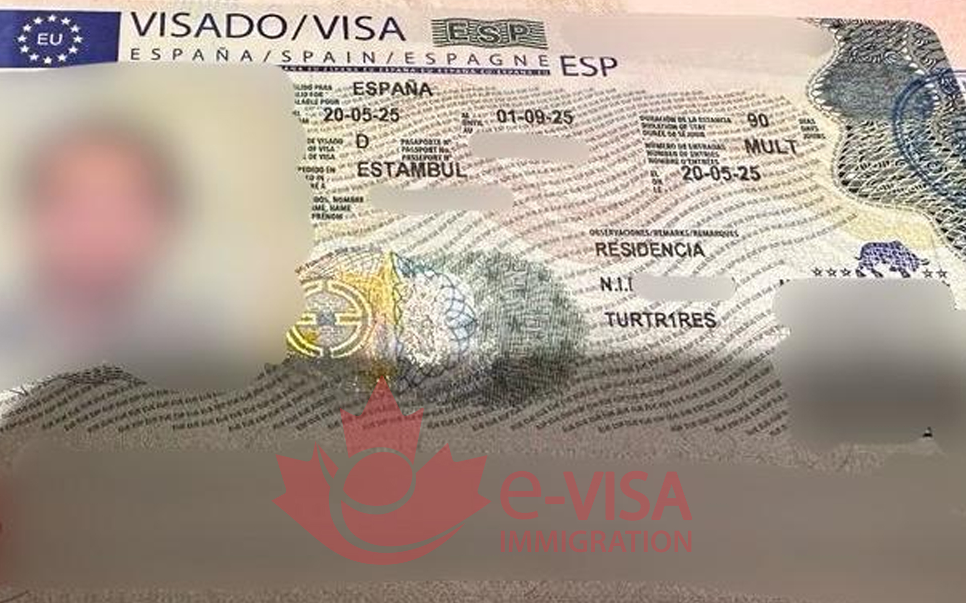 نمونه ویزاهای اقامت تمکن مالی اسپانیا