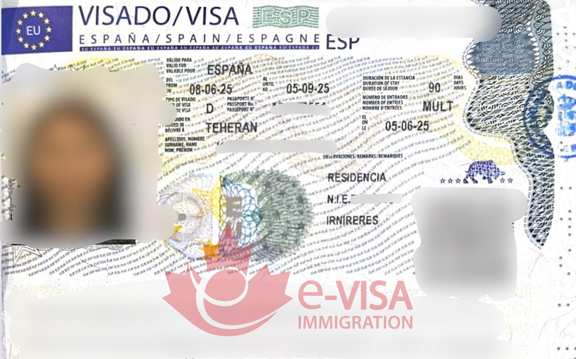 نمونه ویزاهای اقامت تمکن مالی اسپانیا