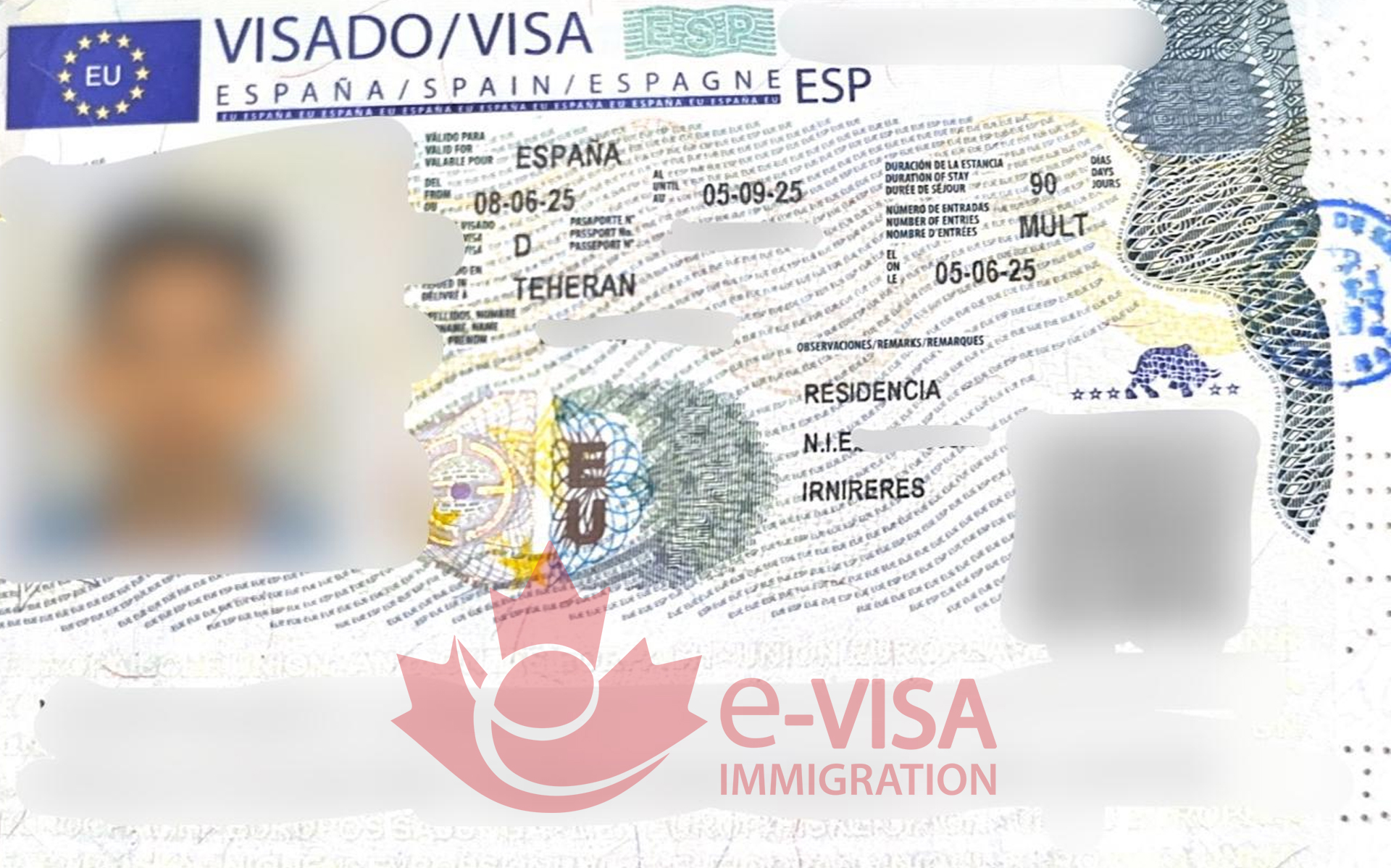 نمونه ویزاهای اقامت تمکن مالی اسپانیا